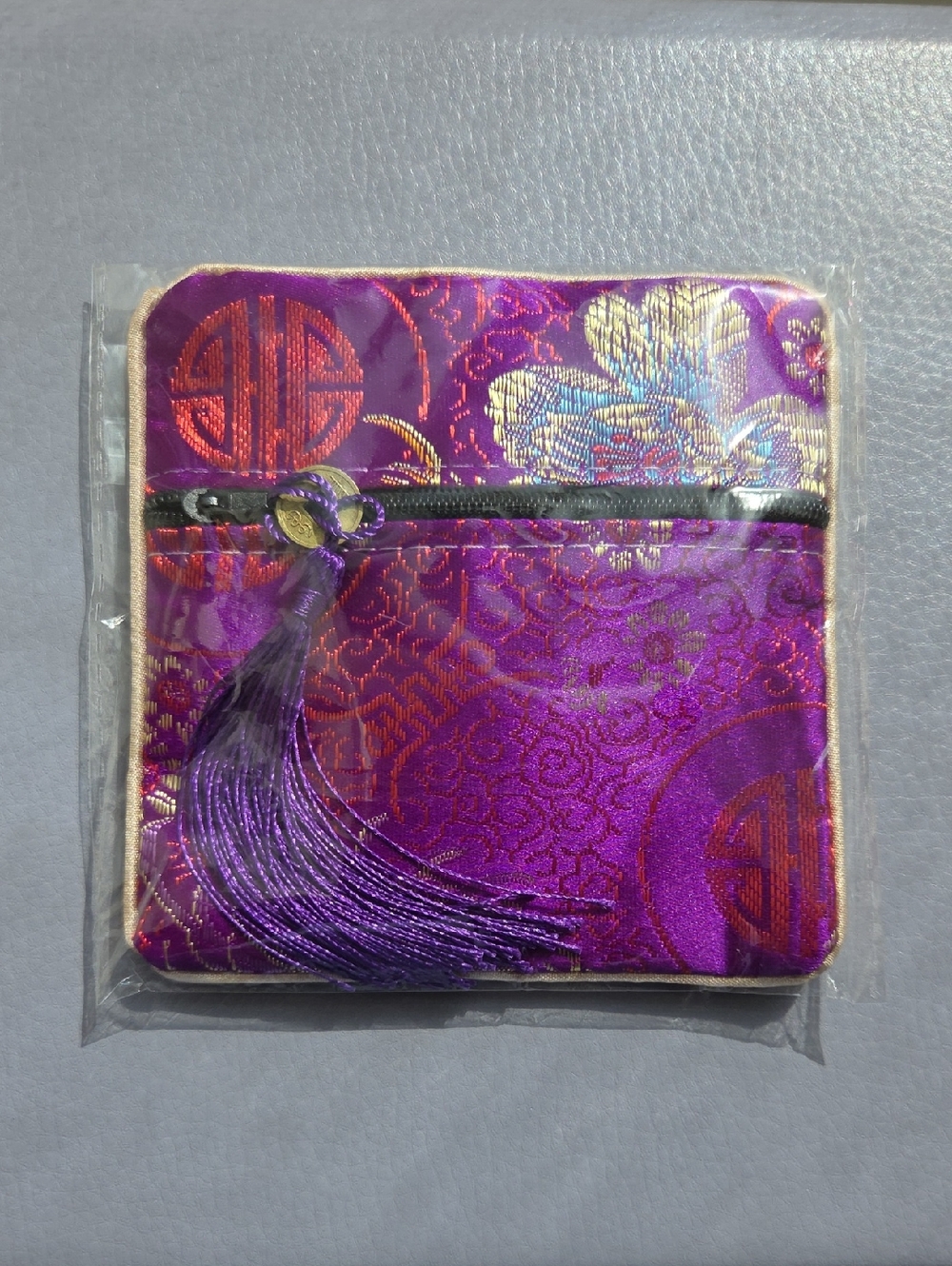 Floral Embriodery Zipper Square Pouch 4 3/4" × 4 3/4"